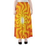 Psychedelic Burning Sun Print Chiffon Maxi Skirt