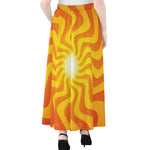 Psychedelic Burning Sun Print Chiffon Maxi Skirt