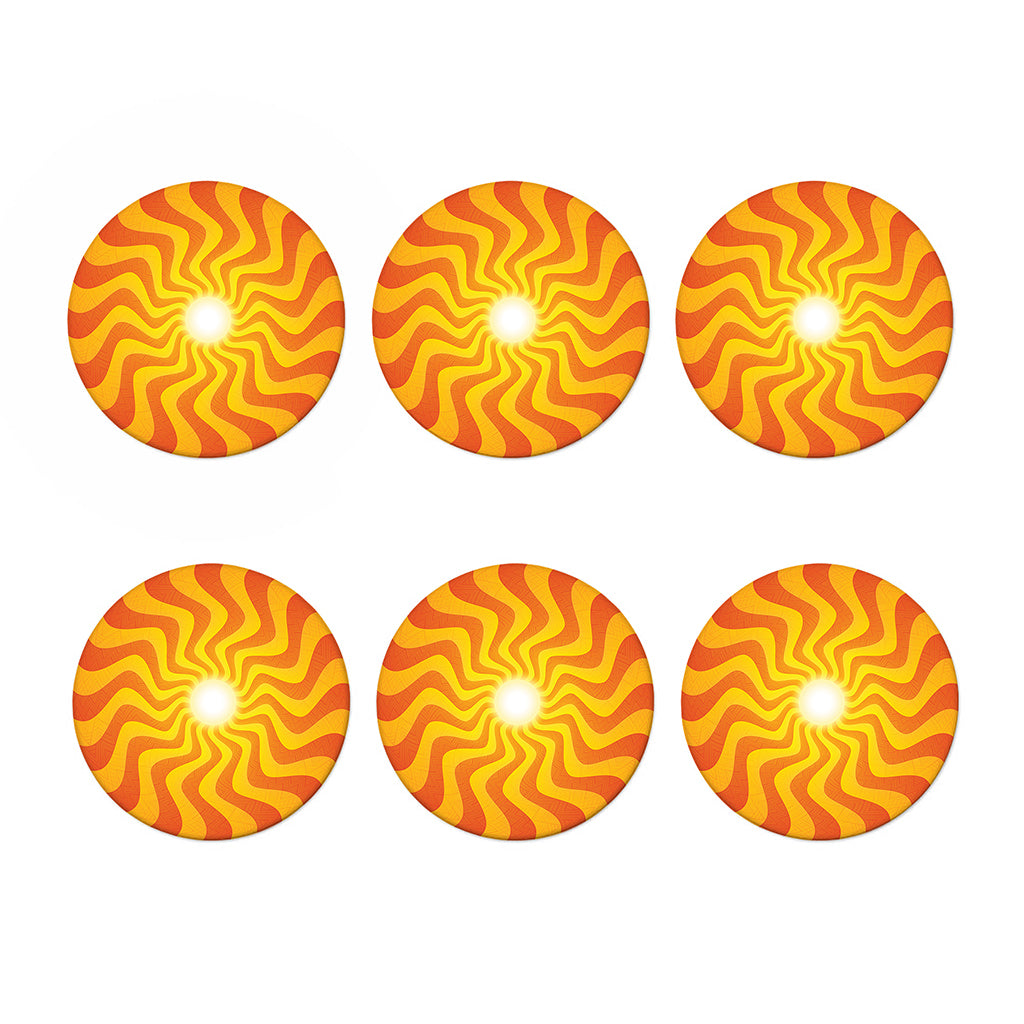 Psychedelic Burning Sun Print Coaster Set