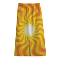 Psychedelic Burning Sun Print Cotton Front Slit Maxi Skirt