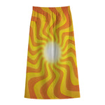 Psychedelic Burning Sun Print Cotton Front Slit Maxi Skirt