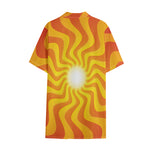 Psychedelic Burning Sun Print Cotton Hawaiian Shirt