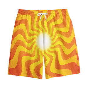 Psychedelic Burning Sun Print Cotton Shorts