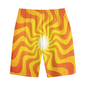 Psychedelic Burning Sun Print Cotton Shorts