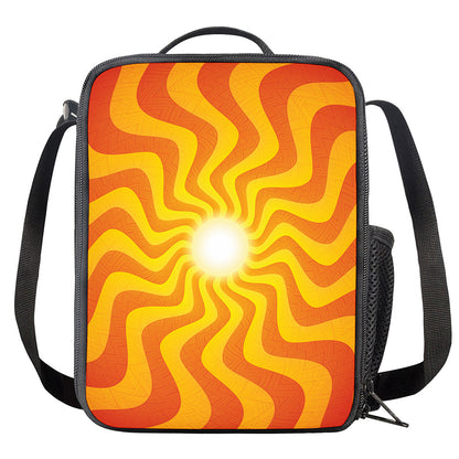 Psychedelic Burning Sun Print Crossbody Lunch Bag