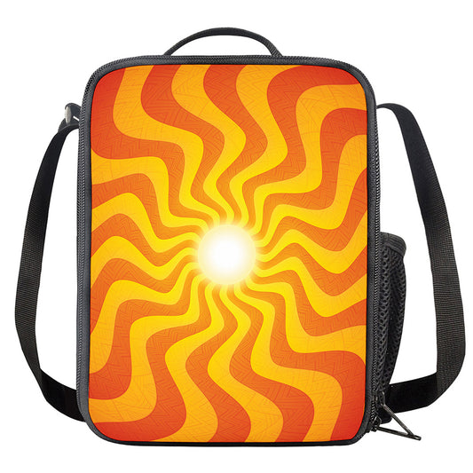 Psychedelic Burning Sun Print Crossbody Lunch Bag