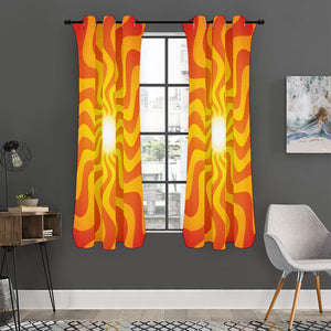 Psychedelic Burning Sun Print Curtain