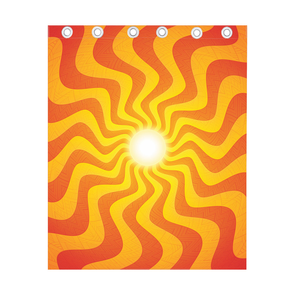 Psychedelic Burning Sun Print Curtain