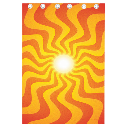 Psychedelic Burning Sun Print Curtain