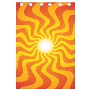 Psychedelic Burning Sun Print Curtain