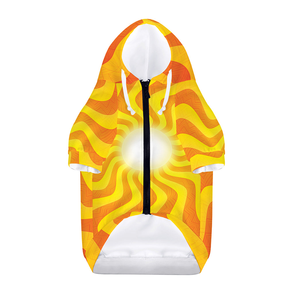 Psychedelic Burning Sun Print Dog Zip Up Hoodie