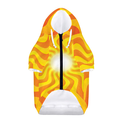 Psychedelic Burning Sun Print Dog Zip Up Hoodie