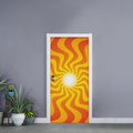 Psychedelic Burning Sun Print Door Sticker