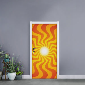 Psychedelic Burning Sun Print Door Sticker