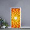 Psychedelic Burning Sun Print Door Sticker