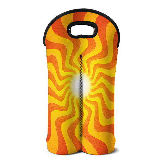 Psychedelic Burning Sun Print Double Neoprene Wine Tote
