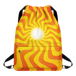 Psychedelic Burning Sun Print Drawstring Backpack