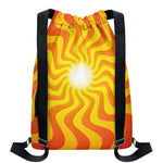 Psychedelic Burning Sun Print Drawstring Backpack