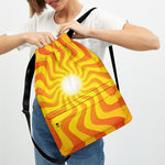 Psychedelic Burning Sun Print Drawstring Backpack