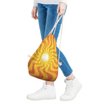 Psychedelic Burning Sun Print Drawstring Bag