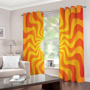 Psychedelic Burning Sun Print Extra Wide Grommet Curtains