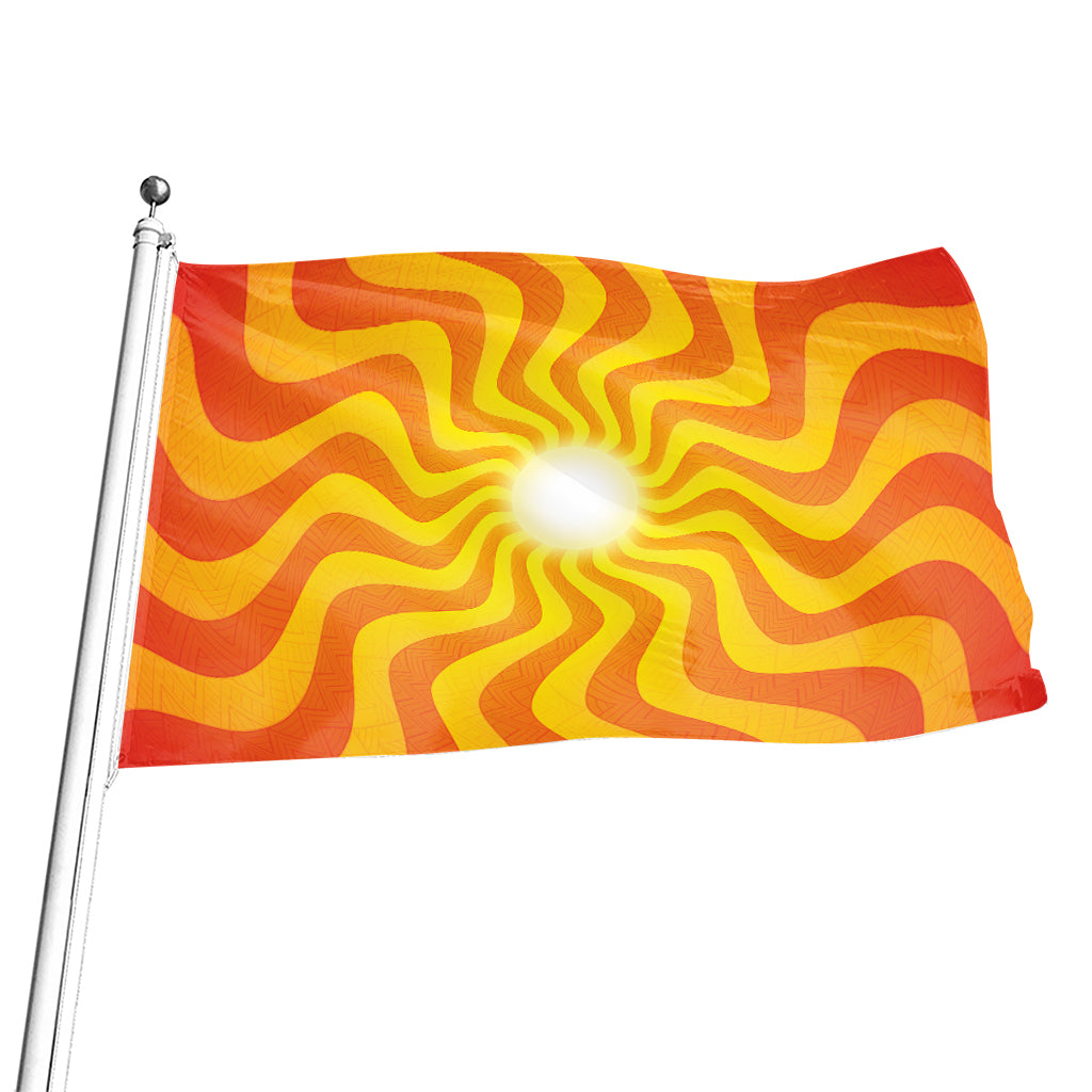 Psychedelic Burning Sun Print Flag