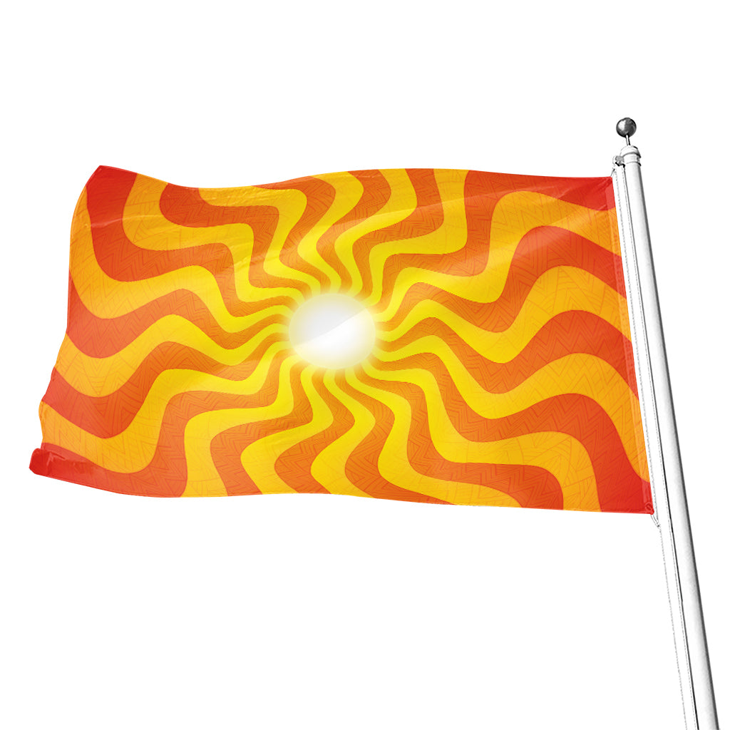 Psychedelic Burning Sun Print Flag