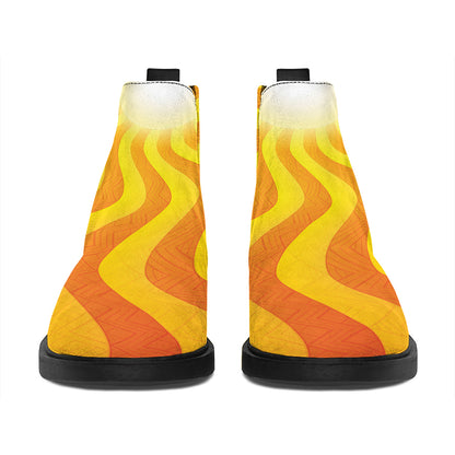 Psychedelic Burning Sun Print Flat Ankle Boots