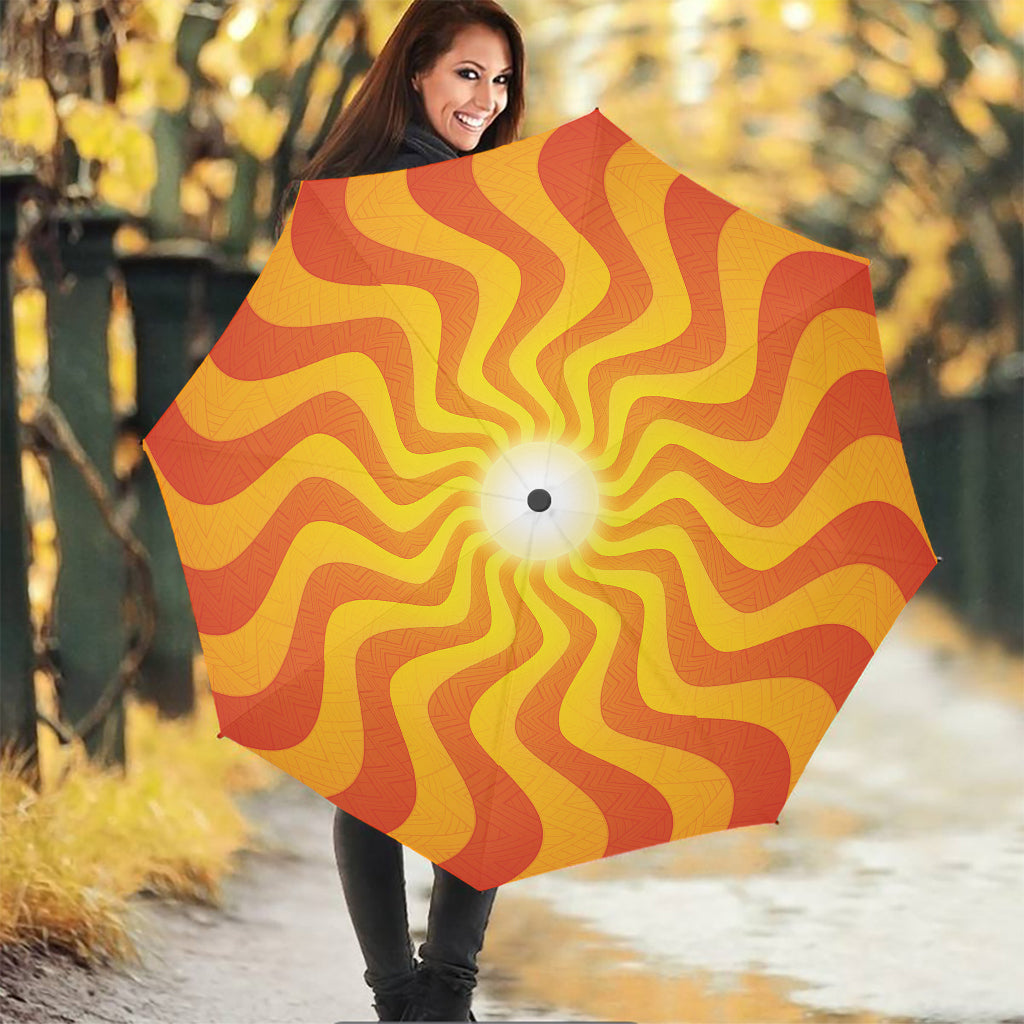 Psychedelic Burning Sun Print Foldable Umbrella