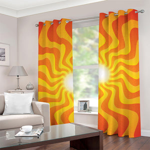 Psychedelic Burning Sun Print Grommet Curtains