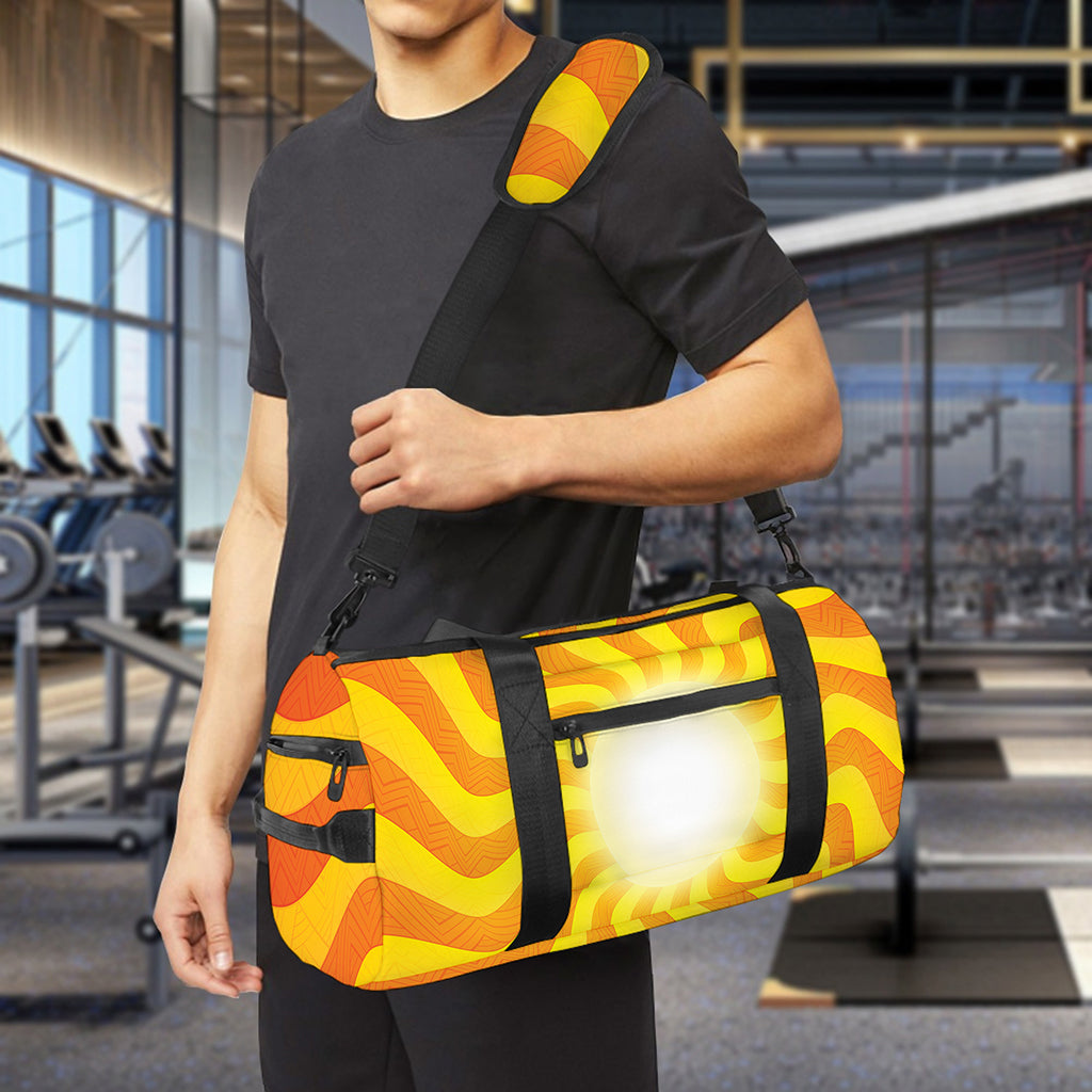 Psychedelic Burning Sun Print Gym Bag
