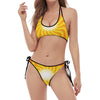 Psychedelic Burning Sun Print Halter Scoop Tie Side Bikini