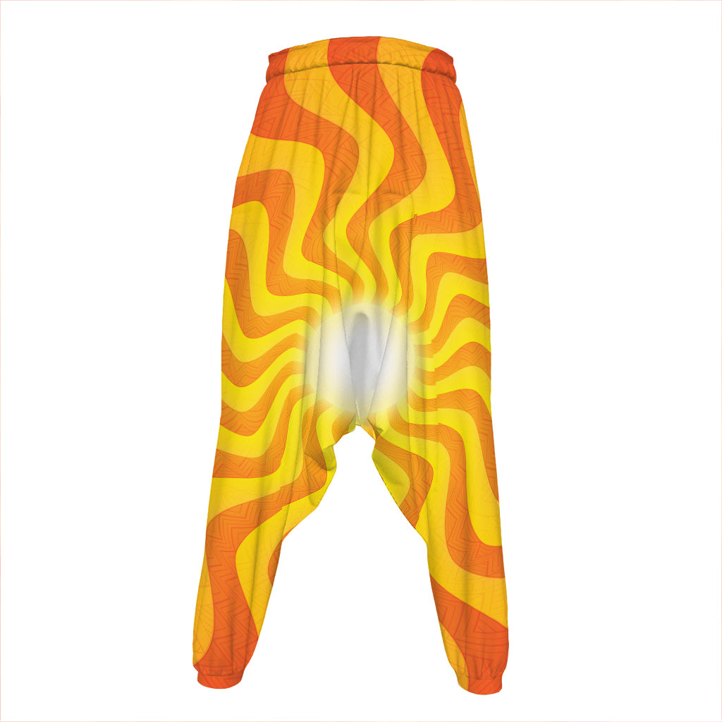 Psychedelic Burning Sun Print Hammer Pants