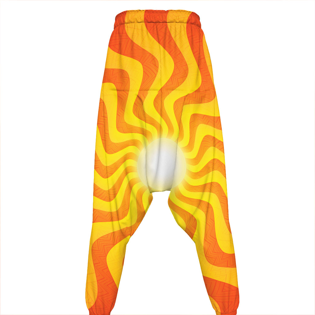 Psychedelic Burning Sun Print Hammer Pants