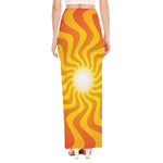 Psychedelic Burning Sun Print High Slit Maxi Skirt