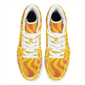 Psychedelic Burning Sun Print High Top Leather Sneakers