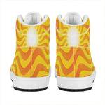 Psychedelic Burning Sun Print High Top Leather Sneakers