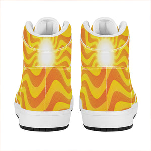 Psychedelic Burning Sun Print High Top Leather Sneakers