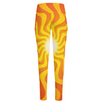 Psychedelic Burning Sun Print High-Waisted Pocket Leggings