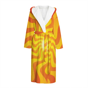 Psychedelic Burning Sun Print Hooded Bathrobe