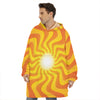 Psychedelic Burning Sun Print Hoodie Blanket