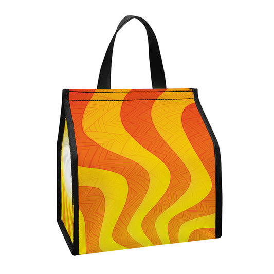 Psychedelic Burning Sun Print Insulated Lunch Tote