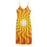 Psychedelic Burning Sun Print Jersey Midi Cami Dress