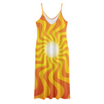 Psychedelic Burning Sun Print Jersey Midi Cami Dress