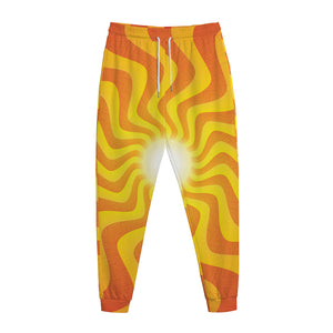 Psychedelic Burning Sun Print Jogger Pants