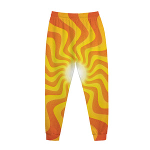 Psychedelic Burning Sun Print Jogger Pants