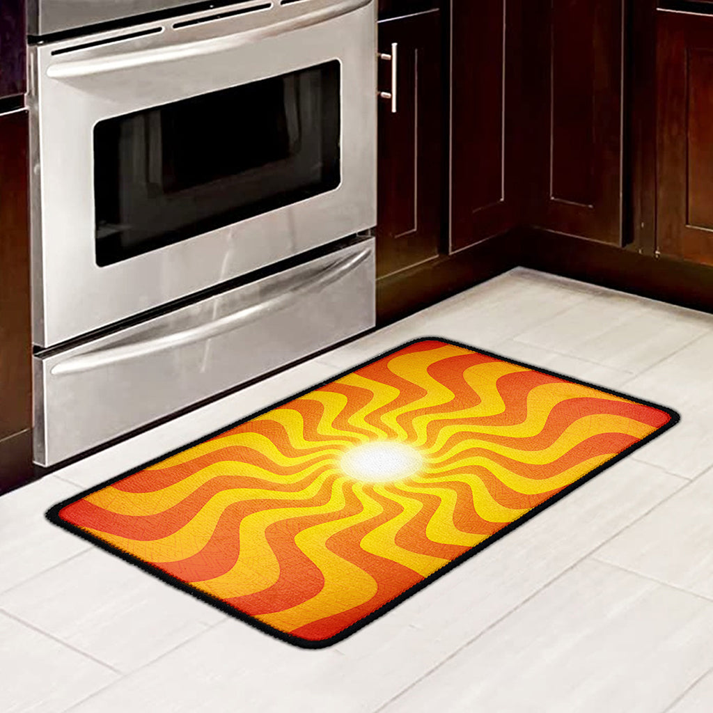 Psychedelic Burning Sun Print Kitchen Mat