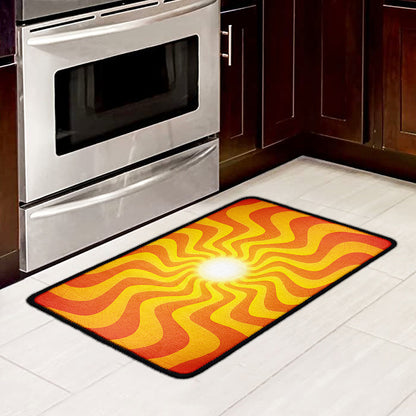 Psychedelic Burning Sun Print Kitchen Mat