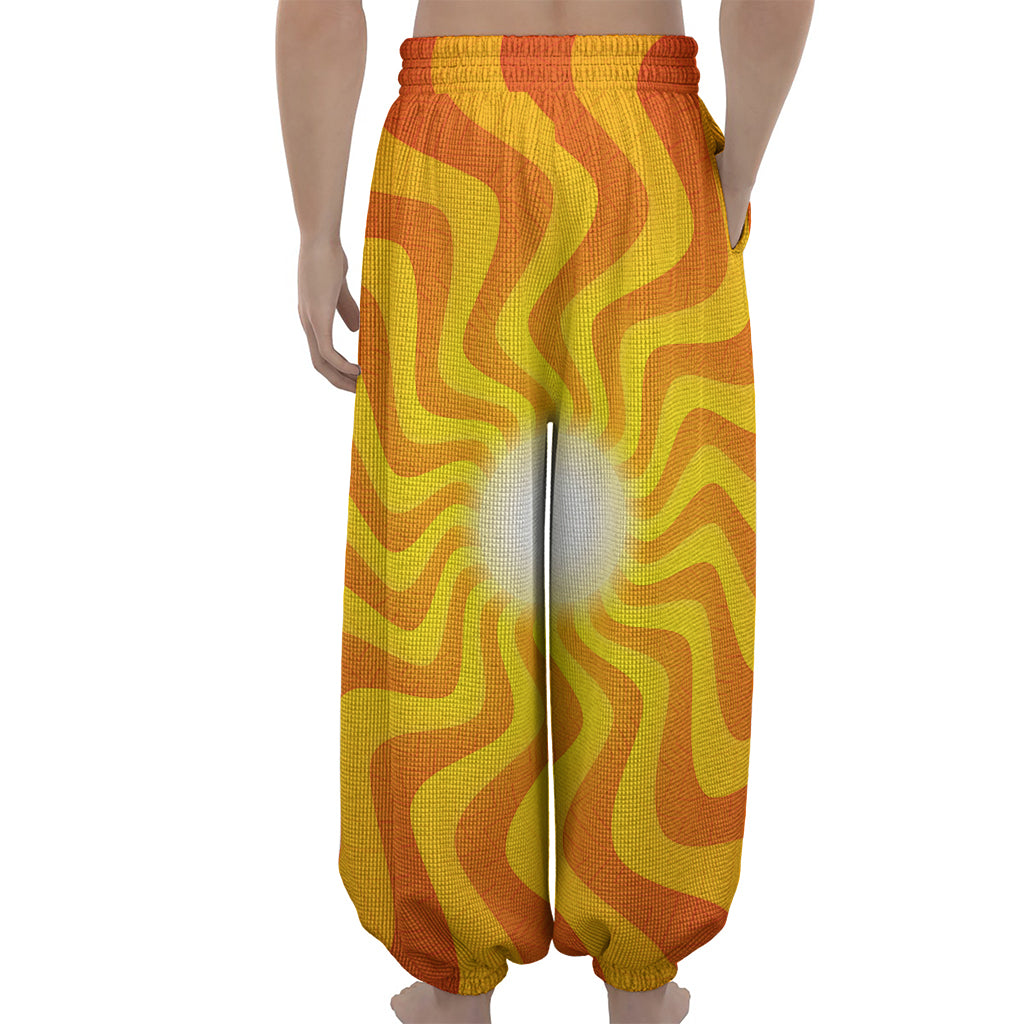 Psychedelic Burning Sun Print Lantern Pants