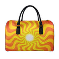 Psychedelic Burning Sun Print Leather Duffel Bag
